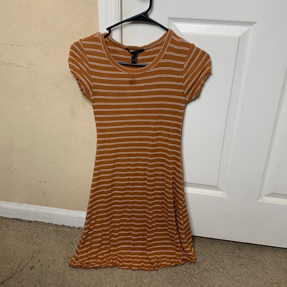 Orange dress white stripes